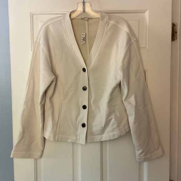 Madewell Darted Cardigan Sweatshirt Parchment Ecru Neutral Size M NWT Capsule - Picture 6 of 13